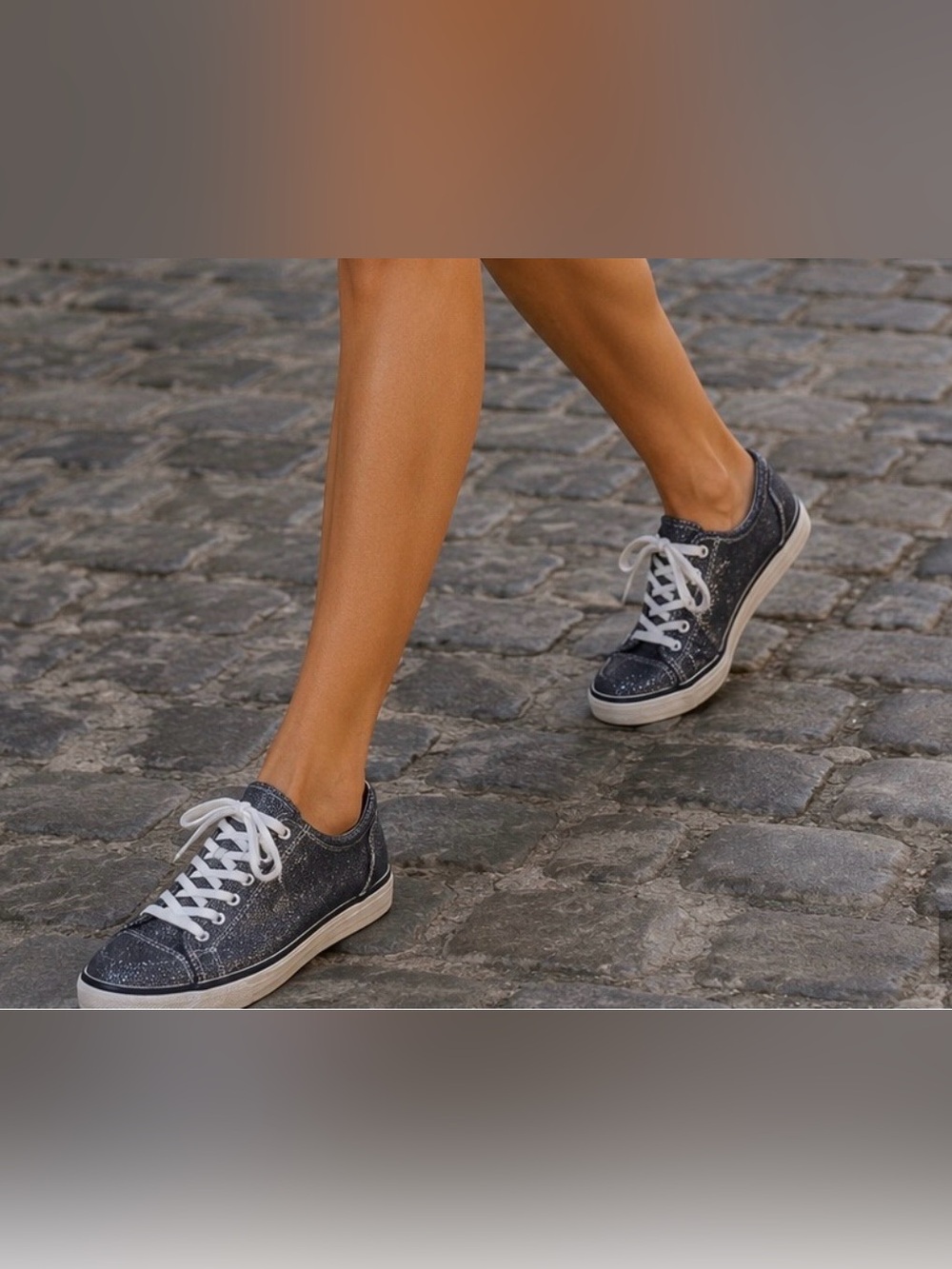 KEDS Women’s Y2K Dark Grey Bohemian Glitter Canvas Sneakers Sz 5.5, EUC